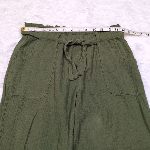 Lot 2 Cat & Jack Girls XL Cotton Gauze Jogger Pants Gray Green Tie Waist Pockets - Picture 6 of 13